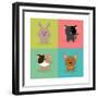 Cute Cartoon Animals-Nestor David Ramos Diaz-Framed Premium Giclee Print