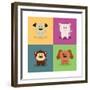 Cute Cartoon Animals-Nestor David Ramos Diaz-Framed Premium Giclee Print