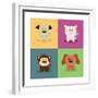 Cute Cartoon Animals-Nestor David Ramos Diaz-Framed Premium Giclee Print