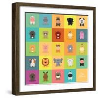 Cute Cartoon Animals-Nestor David Ramos Diaz-Framed Art Print