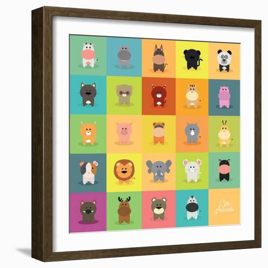 Cute Cartoon Animals-Nestor David Ramos Diaz-Framed Art Print