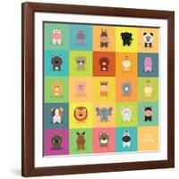 Cute Cartoon Animals-Nestor David Ramos Diaz-Framed Art Print