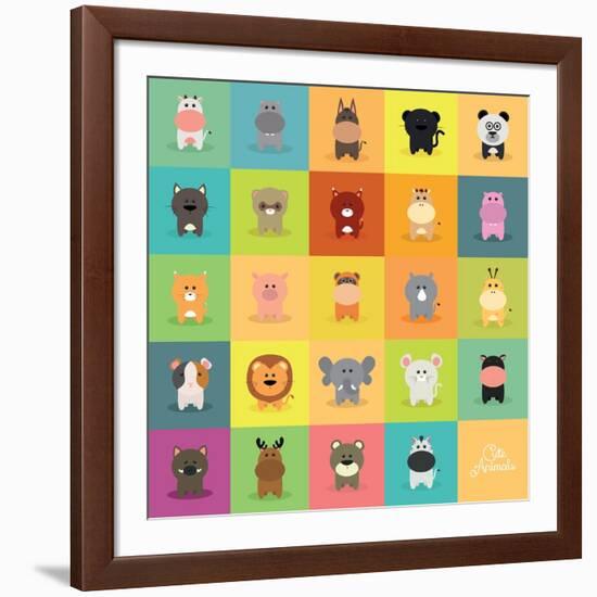 Cute Cartoon Animals-Nestor David Ramos Diaz-Framed Art Print