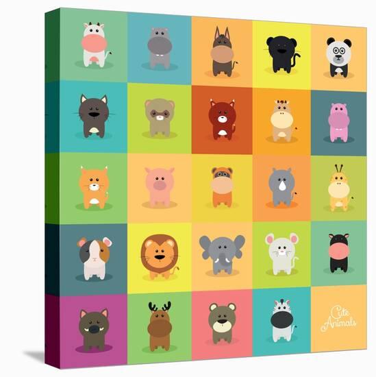 Cute Cartoon Animals-Nestor David Ramos Diaz-Stretched Canvas