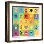 Cute Cartoon Animals-Nestor David Ramos Diaz-Framed Art Print