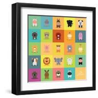 Cute Cartoon Animals-Nestor David Ramos Diaz-Framed Art Print