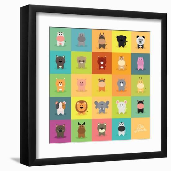 Cute Cartoon Animals-Nestor David Ramos Diaz-Framed Art Print