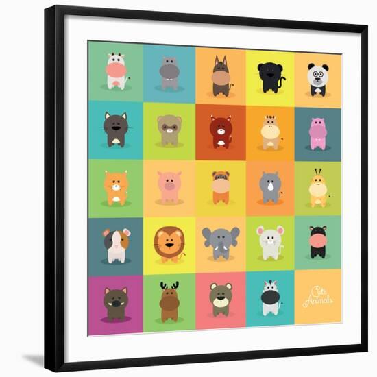 Cute Cartoon Animals-Nestor David Ramos Diaz-Framed Giclee Print