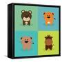 Cute Cartoon Animals-Nestor David Ramos Diaz-Framed Stretched Canvas