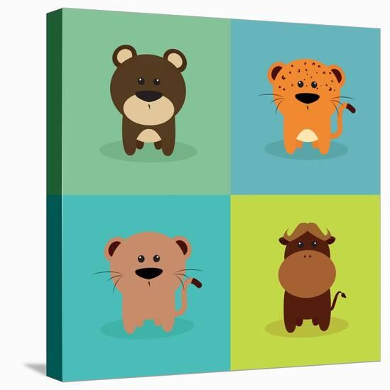 Cute Cartoon Animals-Nestor David Ramos Diaz-Stretched Canvas