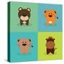 Cute Cartoon Animals-Nestor David Ramos Diaz-Stretched Canvas