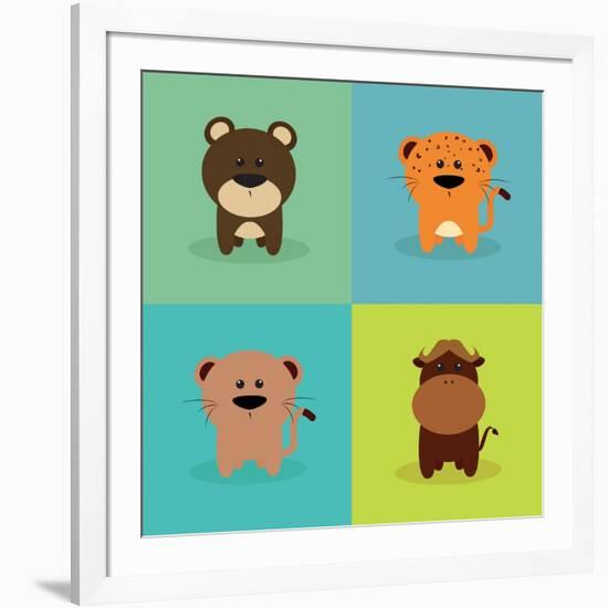 Cute Cartoon Animals-Nestor David Ramos Diaz-Framed Art Print