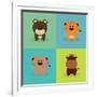 Cute Cartoon Animals-Nestor David Ramos Diaz-Framed Art Print