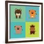 Cute Cartoon Animals-Nestor David Ramos Diaz-Framed Art Print