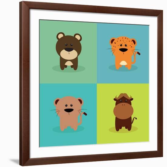 Cute Cartoon Animals-Nestor David Ramos Diaz-Framed Art Print