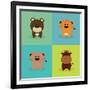 Cute Cartoon Animals-Nestor David Ramos Diaz-Framed Art Print