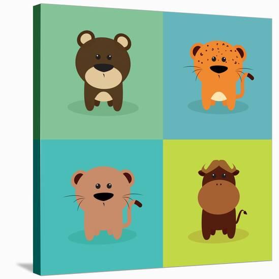 Cute Cartoon Animals-Nestor David Ramos Diaz-Stretched Canvas