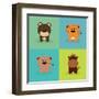 Cute Cartoon Animals-Nestor David Ramos Diaz-Framed Art Print