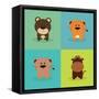 Cute Cartoon Animals-Nestor David Ramos Diaz-Framed Stretched Canvas