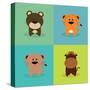 Cute Cartoon Animals-Nestor David Ramos Diaz-Stretched Canvas