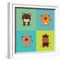 Cute Cartoon Animals-Nestor David Ramos Diaz-Framed Art Print