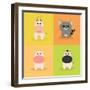 Cute Cartoon Animals-Nestor David Ramos Diaz-Framed Art Print