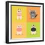 Cute Cartoon Animals-Nestor David Ramos Diaz-Framed Art Print