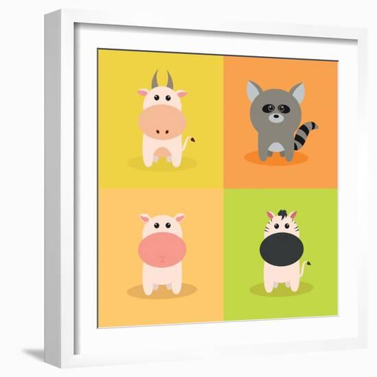 Cute Cartoon Animals-Nestor David Ramos Diaz-Framed Art Print