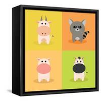 Cute Cartoon Animals-Nestor David Ramos Diaz-Framed Stretched Canvas