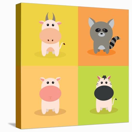 Cute Cartoon Animals-Nestor David Ramos Diaz-Stretched Canvas