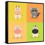 Cute Cartoon Animals-Nestor David Ramos Diaz-Framed Stretched Canvas