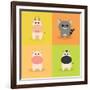 Cute Cartoon Animals-Nestor David Ramos Diaz-Framed Art Print