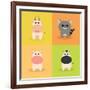 Cute Cartoon Animals-Nestor David Ramos Diaz-Framed Art Print