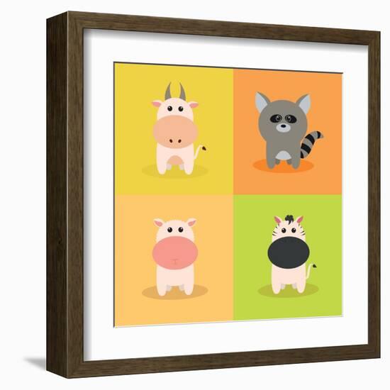 Cute Cartoon Animals-Nestor David Ramos Diaz-Framed Art Print