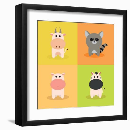 Cute Cartoon Animals-Nestor David Ramos Diaz-Framed Art Print