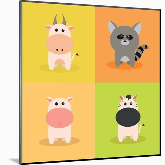 Cute Cartoon Animals-Nestor David Ramos Diaz-Mounted Art Print