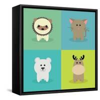 Cute Cartoon Animals-Nestor David Ramos Diaz-Framed Stretched Canvas