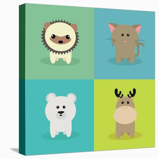 Cute Cartoon Animals-Nestor David Ramos Diaz-Stretched Canvas