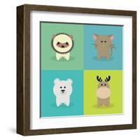 Cute Cartoon Animals-Nestor David Ramos Diaz-Framed Art Print