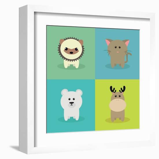 Cute Cartoon Animals-Nestor David Ramos Diaz-Framed Art Print