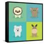 Cute Cartoon Animals-Nestor David Ramos Diaz-Framed Stretched Canvas