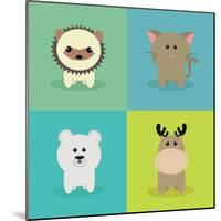 Cute Cartoon Animals-Nestor David Ramos Diaz-Mounted Art Print