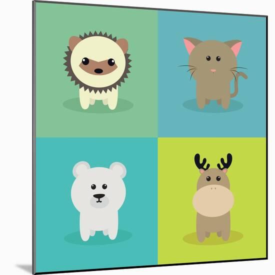 Cute Cartoon Animals-Nestor David Ramos Diaz-Mounted Art Print