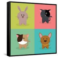 Cute Cartoon Animals-Nestor David Ramos Diaz-Framed Stretched Canvas