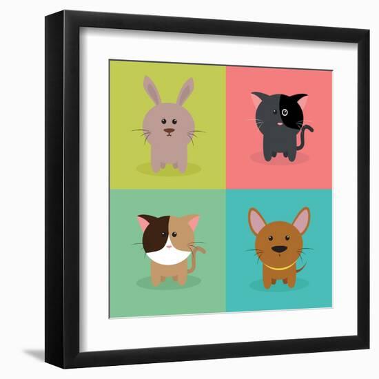 Cute Cartoon Animals-Nestor David Ramos Diaz-Framed Art Print