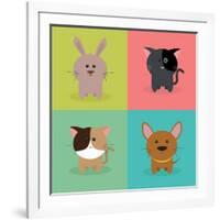 Cute Cartoon Animals-Nestor David Ramos Diaz-Framed Art Print