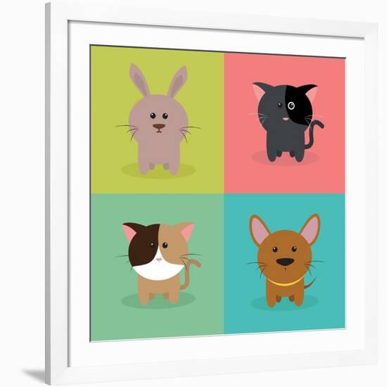 Cute Cartoon Animals-Nestor David Ramos Diaz-Framed Art Print