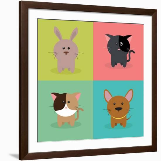 Cute Cartoon Animals-Nestor David Ramos Diaz-Framed Art Print