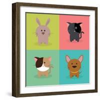 Cute Cartoon Animals-Nestor David Ramos Diaz-Framed Art Print