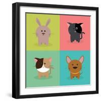 Cute Cartoon Animals-Nestor David Ramos Diaz-Framed Art Print